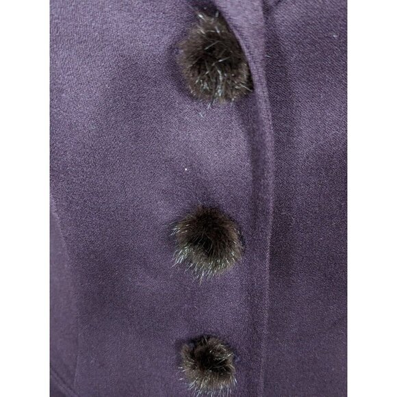 MILLE and UNE Paris Vintage Wool Blend Fur Trim Blazer Jacket Womens US 10 Plum - Picture 4 of 12